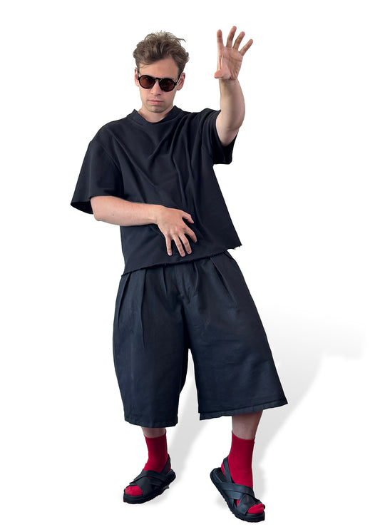 Black Pleated Shorts