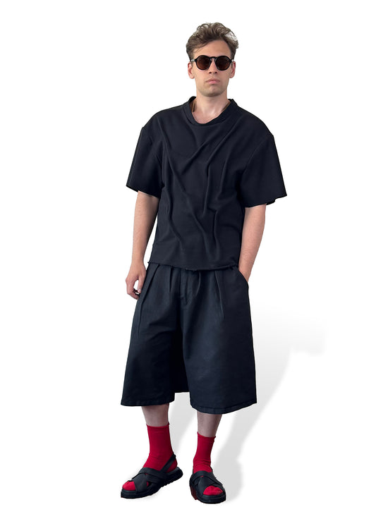 Black Pleated Shorts